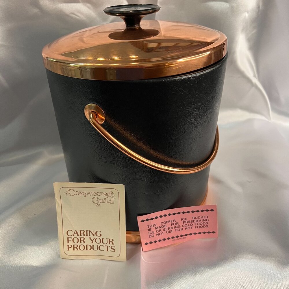 NIB Vtg MCM Coppercraft Guild Black and Copper Ice Bucket